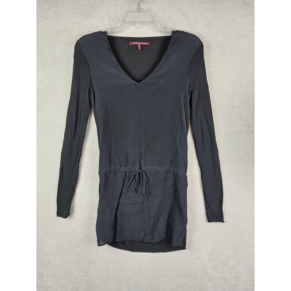 Comptoir Des Cotonniers Long Sleeve Silk Viscose Tie Waist Dress Size XS